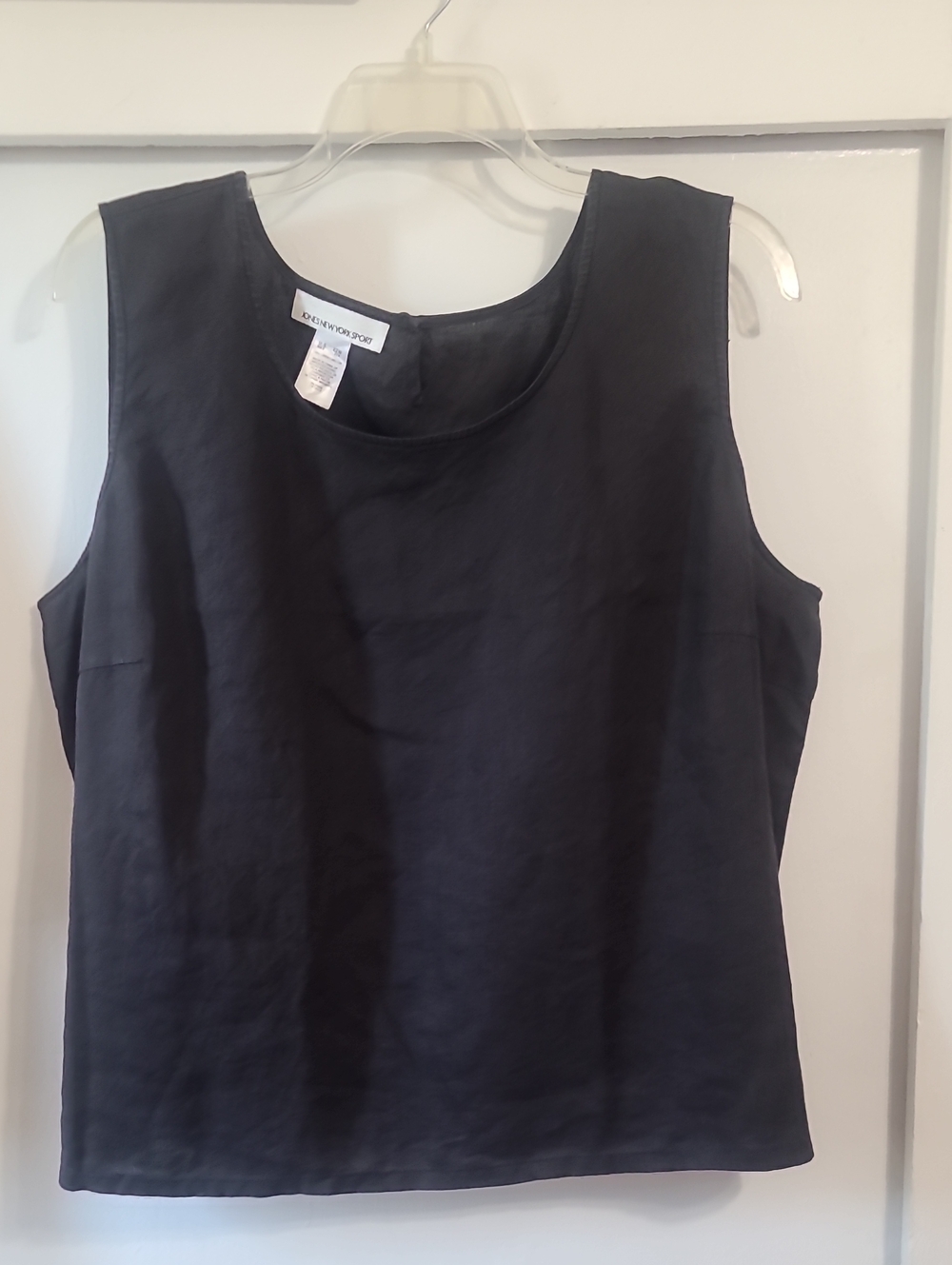 Jones New York Linen Black Sleeveless Blouse